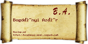 Bogdányi Azár névjegykártya